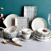 Ensemble d'assiettes en céramique de luxe pour mariage, service d'anniversaire doré, couverts de dîner décoratifs, Sauce Dessert, vaisselle Vajilla OA50PS