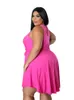 Plus size Dresses Solid Color Vest Mini V Neck Sexy Vestido Midi Elegante Vestidos Mujer Primavera Verano Size Women Clothing Wholesa 230130