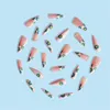 Falsche Nägel 24-teiliges rosa Stiletto-Set zum Aufdrücken mit Designs, modische matte blaue Blume, gefälschte französische lange Mandel-Nagelspitzen, Maniküre
