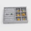 Jewelry Pouches Gray Velvet Stackable Display Tray Case For Jewellery S Fashion Portable Organizer Box