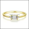 Ringos de cluster Modian 925 Sterling Sier Emerald Cut Shiny Clear Wedding Feminino para mulheres Simples Rec Ring Fine Jewelry 3509 Drop del Dhgc5