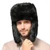Rowerowe czapki gęste ciepły kapelusz bombowca mężczyźni prawdziwy futra earflap traper na świeżym powietrzu Rosyjska czapka męska męska rozmiar zimowych czapek narciarstwa