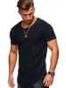 Heren t shirts slank fit shirt o kraag fitness bodybulding hiphop hip high street zomer korte mouw geplooide t-shirts tops tees