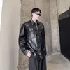 Herrenjacken Männer PU-Lederjacke Umlegekragen Metalletikettenband Original Designer Motormantel Koreanischer sozialer Langarm-Reißverschluss-Outwear