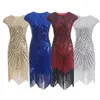 Casual Dresses Vintage 1920s Flapper Great Gatsby Oneck Cap Sleeve Sequin Fringe Party Midi Vestidos Verano Summer 230130