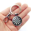 Keychains 2023 Darts Target Keychain Double Glass Time Gem Metal Pendant Key Chain for Creative Gift Jewelry