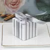 Present Wrap 10/50/100pcs randig godisbox Diy Chocolate Favor and Boxes With Ribbon for Kids Birthday Dop Party Wedding Decoration