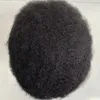 Brasiliansk jungfrulig mänsklig hårstycke 2mm tät curl/4mm afro 8x10 tunn hud full pu -upe för män