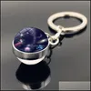 حلقات رئيسية مزدوجة الزجاج الكون الكون النجوم Keychain Solar Moon Moon Holders Bag Hangs Fashion Jewelry Gift Will and Sandy 800 R2 D Dhrnt
