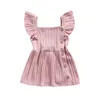 Girl Dresses Focusnorm Autumn Baby Girls Princess Dress 3 Colors Solid Knit Ruffles Sleeve Button A-Line Mini 0-24m