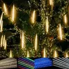 Strängar år 30/50 cm meteor dusch regn 8 rör led strängljus vattentät jul utomhus uteplats bröllop träd fest dekoration