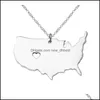 Pendant Necklaces Us State Map Necklace Rose Gold Usa Geography Pendants Charm Jewelry Stainless Steel Dh Drop Delivery Dhhw3