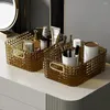 Boîtes de rangement Boîte poatable avec poignée Épaissie Cosmétiques Bijoux Panier Salle de bain Cuisine Organisateur de bureau