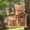 Bird Cages Wooden House Creative Pastoral Outdoor Parrot 's Nest Villastyle Feeder Courtyard Decoration Ornaments 230130