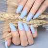 False Nails The Most Models Long Pointed Candy Colors 24pcs Matte Light Blue C 545