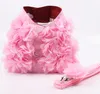 Dog Collars Pet Vest Harness Leash Adjustable Pink Net Yarn Flower Collar Chest Strap Harnesses With Traction Rope