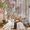 Fonds d'écran 3D Nordic Abstract Vintage Grain de bois Floral Papier peint Décor à la maison Murale pour salon chambre