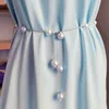 Cintos elegantes cinto feminino de pérolas simples ajuste em cadeia fina de metal para vestidos de vestido feminino designer de jóias decorativas de designer skinny