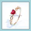 Solitaire Ring Heart For Women Kvinnliga Söta fingerringar Romantisk födelsedagspresent Girl Girl Fashion Zircon Stone Jewelry DH Drop Delive DHA8C