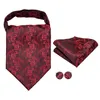 Papillon Drop Silk Mens Ascot Hanky Gemelli Set Jacquard Paisley Floral Vintage Cravatta Cravatta All'ingrosso Per Affari Di Nozze Maschili