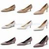 qwertyui879 Dress Shoes New Comfortable Genuine Leather Women Black White Wedding Shoes Bride Low Med Thin High Heels Office Work Pumps For Woman 013023H