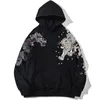 Men's Hoodies Sweatshirts Aolamegs Men's Autumn Fleece Hoodies Japanese Embroidery Hooded Sweatshirts Dragon Phoenix Vintage Totems Pullover Streetwear 230130