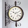 Relógios de parede estilo retrô da bateria de clock de dupla face calmo para sala de estar