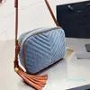 Denim Loulou Camera Bag Sain Crossbody Torby Jeans Puffer torebka pikowana torebka komunikacyjna 045 litera klasyczna klapka torebki wewnętrzne