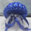 Decorative Flowers The Est Blue Artificial Wedding Bridesmaid Bouquet For Decoration