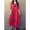 Casual Dresses Moonbiffy Elegant Cotton Linen for Women Mori Girl Style Dress Plus Size Lose Long Sleeve Robe Club Outfits 230130