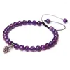 Strand justerbara naturstenarmband för kvinnor 6mm pärlarmband söt pumpa tallkon charm amethysts sunstone smycken