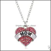 Pendant Necklaces Pretty Fashion Crystal Rhinestone Heart Mom Mum Daughter Sister Necklace Family Gifts Dh Drop Delivery Jewelry Pend Dhons