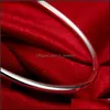 Cuff 925 Sterling Solid Sier Bracelet Fashion Personality Simple Smooth Bangles For Women Wedding Engagement Jewelry 1245 T2 Drop De Dh95V