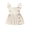 Girl Dresses Focusnorm Autumn Baby Girls Princess Dress 3 Colors Solid Knit Ruffles Sleeve Button A-Line Mini 0-24m