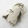 Gift Wrap 10x14cm Green Tree Vintage Cotton Burlap Jute Favour Candy Bags Wedding Party Pouches