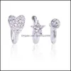 Neusringen Studs clip op ring Piercing sieraden mode lichaam diamantvormige hartvormige niet -poreuze 284 Q2 drop levering dh0sa