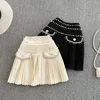 Frühling 2023 Mode Super Fee Damen Mini Rock Diamant-verzierte Samt Röcke Frauen Hohe Taille Gefaltete Mujer Faldas
