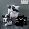 Oreiller/décoratif moderne Simple noir et blanc taie d'oreiller 45x45 feuilles de plantes imprimer couverture voiture coussins extérieur maison canapé Cushio