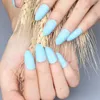 Faux ongles 24pcs La dernière mode couleurs de bonbons à pointe longue matte sexy bleu clair c125