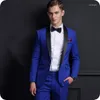 Costumes pour hommes Royal Blue Hommes Mariage Groom Mens Costume Tuxedos Costume Homme Slim Noir Châle Revers Terno Masculino 2Pièce Homme Blazer