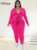 PLUS SIZE Tracksuits voor dames wmstar Tweede stuk outfits dames v nek ruches zoom bovenste leggings sets solide stretch tracksuit groothandel druppel 230130