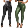 Yoga Outfit Leggings High Waist Zipper PU Leather Pants Womens Faux Thin Leggins Sexy Curvy Elastic Tummy Control Ruched Fitness 230130