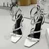 NOVA BRANCE design Crystal Buckle Ladies Sandals Fashion Fashion Toe Torthle Strap Heels High Sapatos de Vestido de Vestu￡rio de Ver￣o 0129