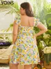 زائد الحجم الفساتين yoins حجم الصيف لباس النساء البوهيمي زهرة مطبوعة صغر سوندريس مثير بلا أكمام الخام