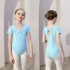 Stage Draag hoogwaardige snelle levering kinderen meisjes kinderen schattige korte mouw katoen roze zwarte ballet dance maillotards