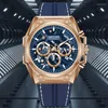 Montres-bracelets MEGIR marque montre mode bracelet en Silicone hommes Quartz sport chronographe lumineux étanche luxe bleu ceinture boîte