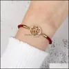 Link Chain Designer Copper Inlaid Zircon Bracelet Cross Life Of Tree Charm Fashion Bracelets 6 Colour Braided Rope Gift Jewerly For Dhbie