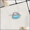 핀 브로치 미스 조이 고양이 커피 에나멜 핀 컵 브로치 가방 옷 옷깃 핀 버튼 배지 만화 귀여운 동물 보석 선물 FR DHBX4