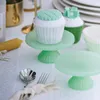 Piatti in vetro Dessert Mini ornamenti Contenitore per gioielli Stile europeo Ins Torta Biscotti Piatti per caramelle Colore rosa verde solido