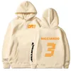 Mens Hoodies Sweatshirts McLaren Hoodie Formula One Racer Långärmningsbrev Daniel Ricciardo 3 Tryckt Streetwear Sweatshirt Men EU Size Vintage 230114